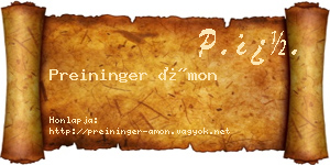 Preininger Ámon névjegykártya